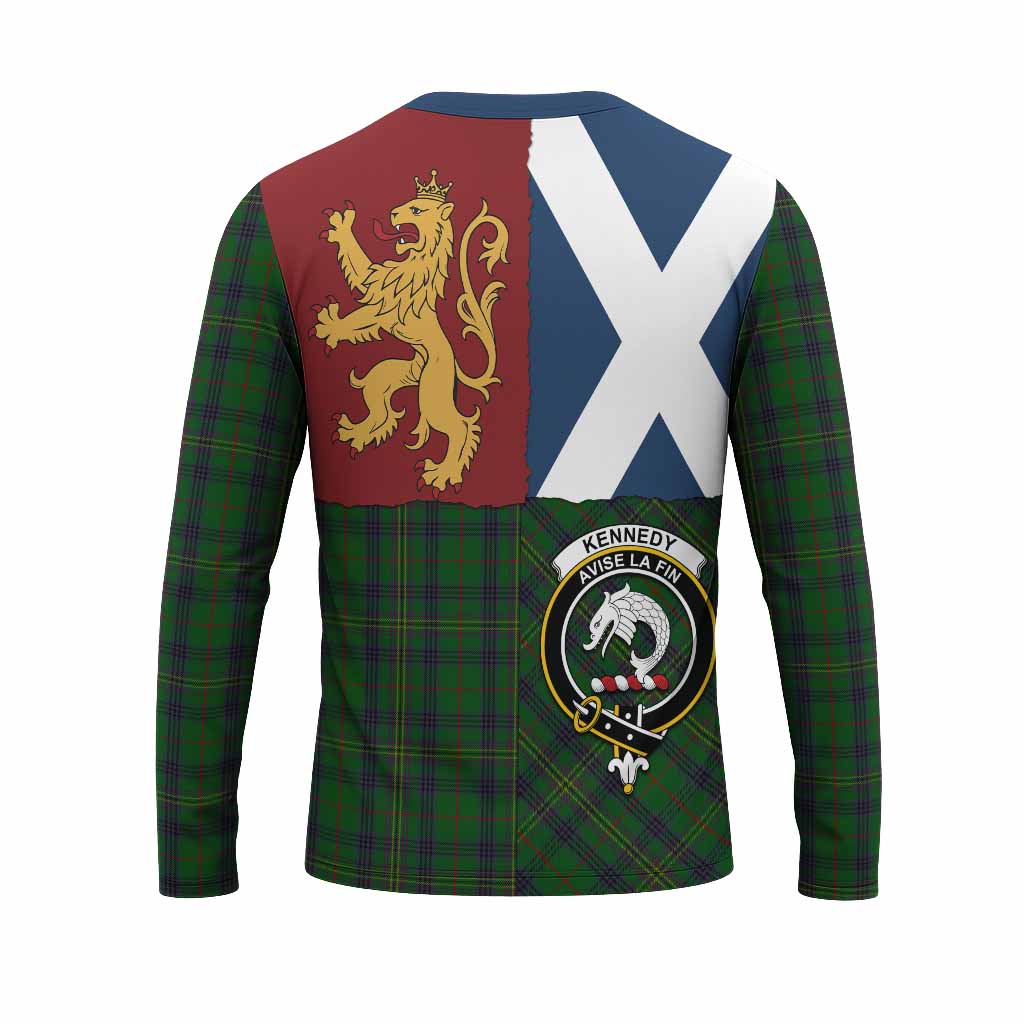 Kennedy Crest Tartan Long Sleeve T-Shirt with Lion Rampant Saltire Style