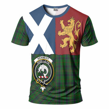 Kennedy Crest Tartan T-Shirt with Lion Rampant Saltire Style