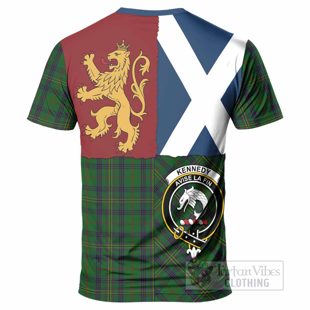 Kennedy Crest Tartan T-Shirt with Lion Rampant Saltire Style