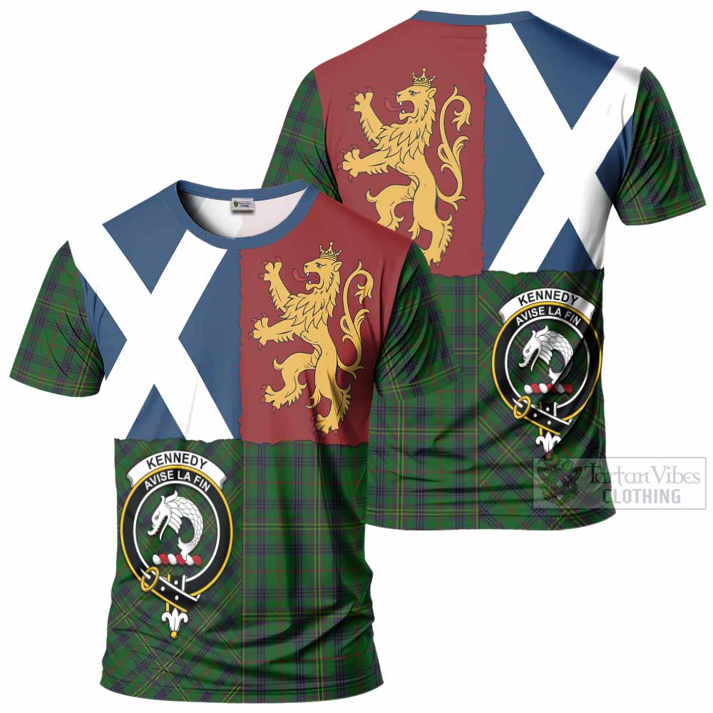 Kennedy Crest Tartan T-Shirt with Lion Rampant Saltire Style