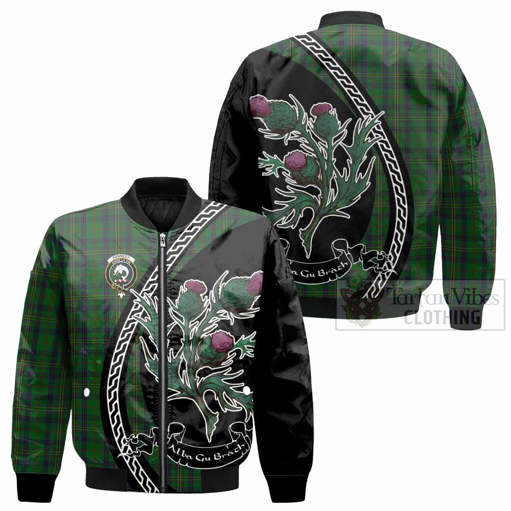 Kennedy Family Crest Tartan Bomber Jacket Alba Thistle Inspired - Tartan Vibes Clothing