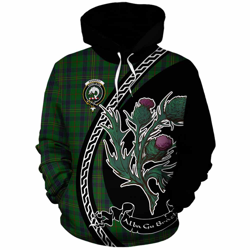 Kennedy Family Crest Tartan Cotton Hoodie Alba Thistle Inspired - Tartan Vibes Clothing