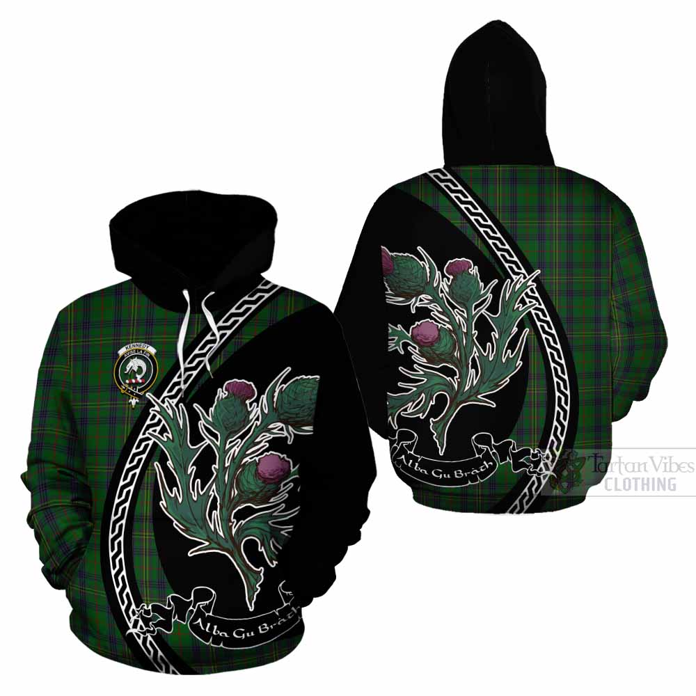 Kennedy Family Crest Tartan Cotton Hoodie Alba Thistle Inspired - Tartan Vibes Clothing