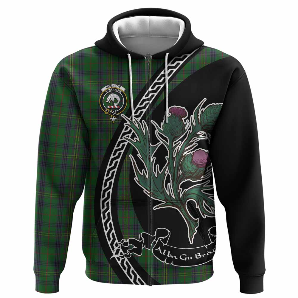 Kennedy Family Crest Tartan Hoodie Alba Thistle Inspired - Tartan Vibes Clothing