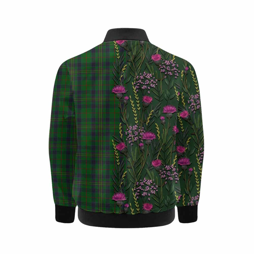 Kennedy Family Crest Tartan Kid Bomber Jacket Scottish Thistle Flower Pattern Half Style - Tartan Vibes Clothing
