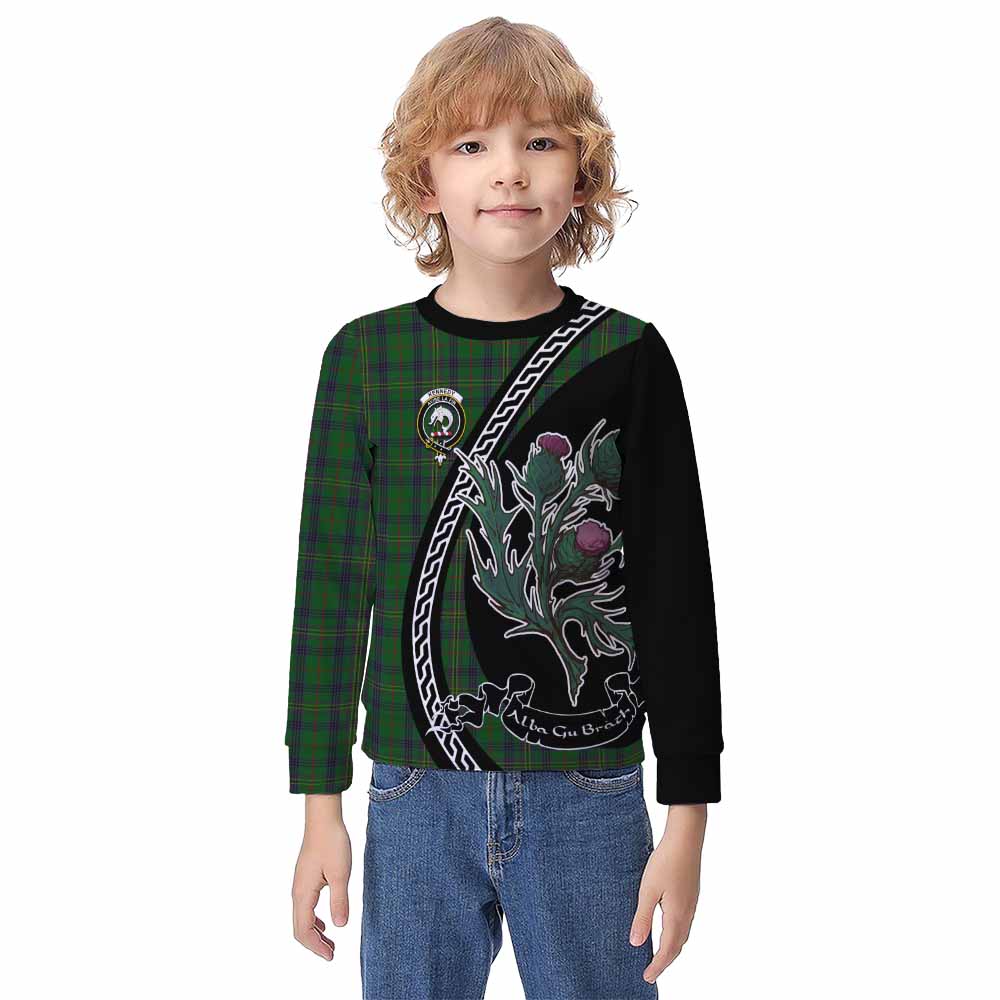 Kennedy Family Crest Tartan Kid Knitted Sweatshirt Alba Thistle Inspired - Tartan Vibes Clothing