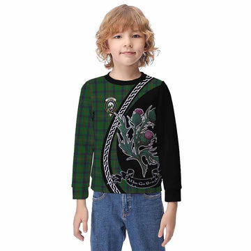Kennedy Family Crest Tartan Kid Knitted Sweatshirt Alba Thistle Inspired
