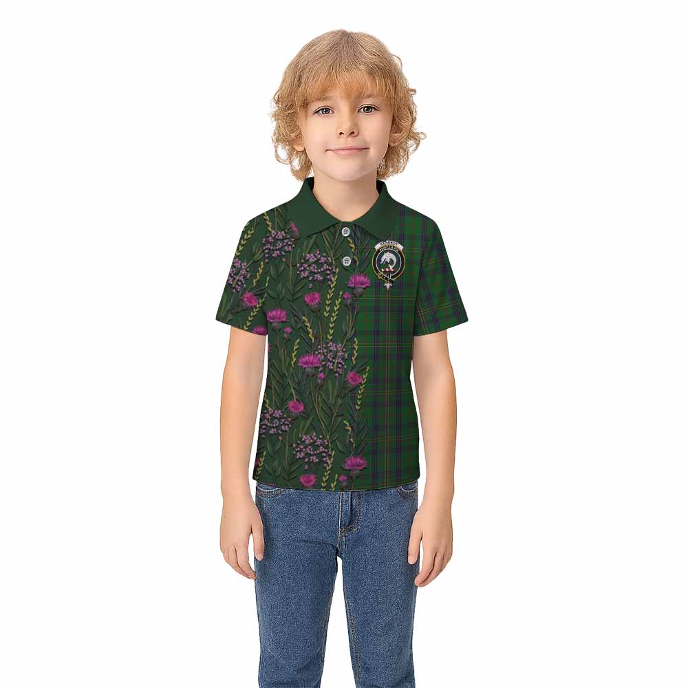 Kennedy Family Crest Tartan Kid Polo Shirt Scottish Thistle Flower Pattern Half Style - Tartan Vibes Clothing