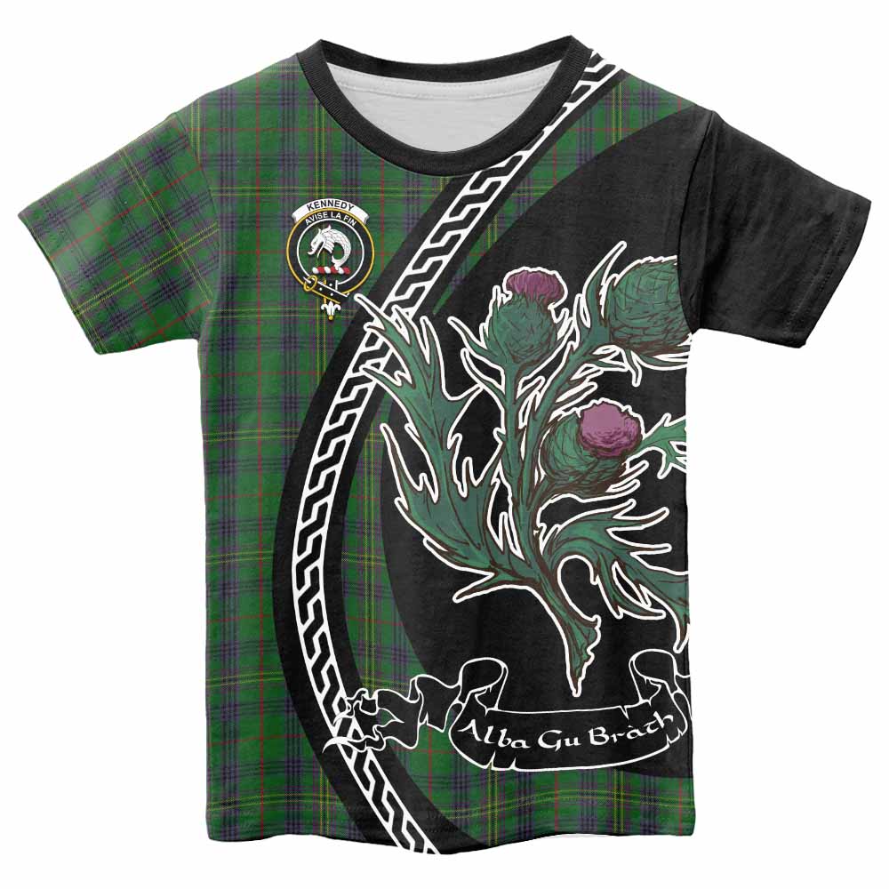 Kennedy Family Crest Tartan Kid T-shirt Alba Thistle Inspired - Tartan Vibes Clothing