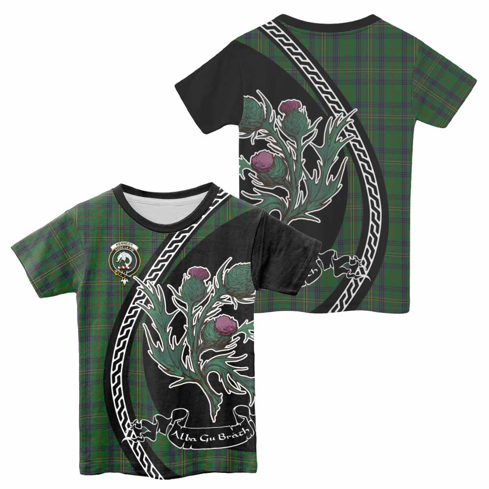 Kennedy Family Crest Tartan Kid T-shirt Alba Thistle Inspired - Tartan Vibes Clothing
