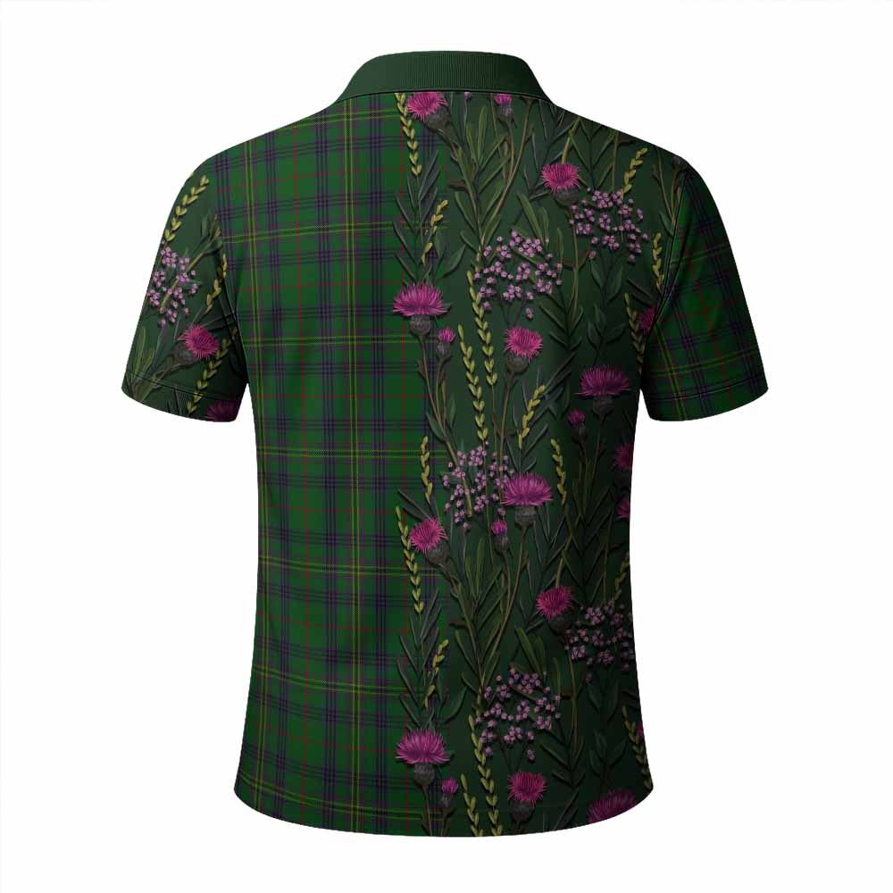 Kennedy Family Crest Tartan Polo Shirt Scottish Thistle Flower Pattern Half Style - Tartan Vibes Clothing