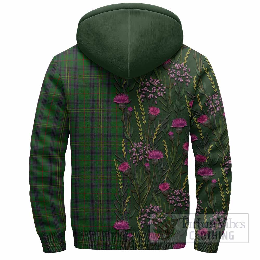 Kennedy Family Crest Tartan Sherpa Hoodie Scottish Thistle Flower Pattern Half Style - Tartan Vibes Clothing