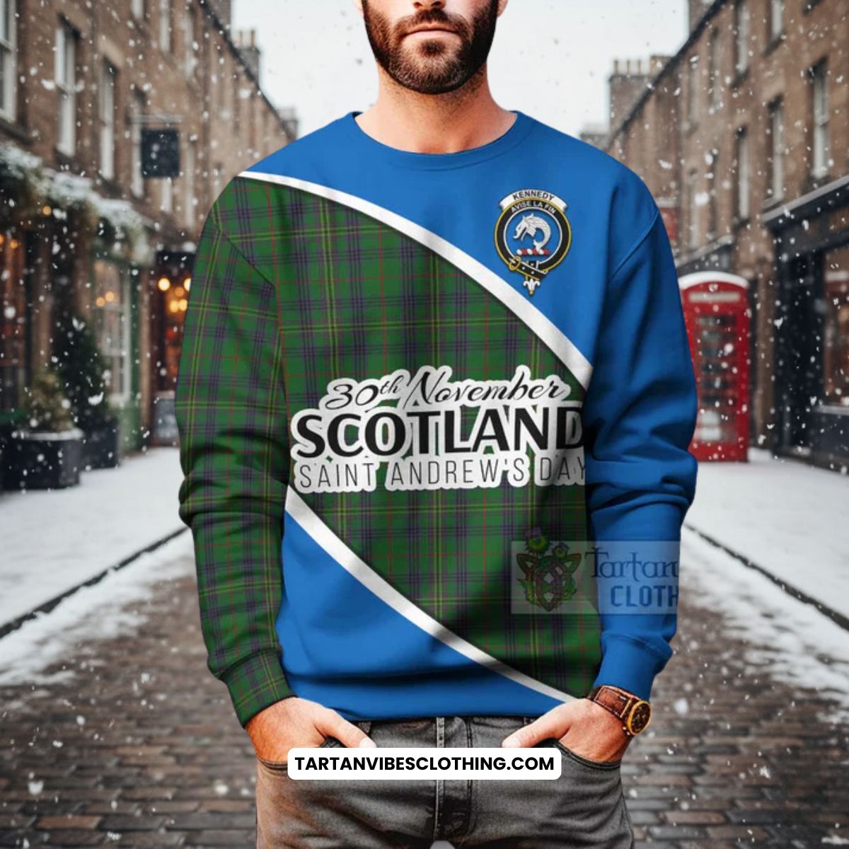 Kennedy Family Crest Tartan Sweatshirt Celebrate Saint Andrew's Day in Style