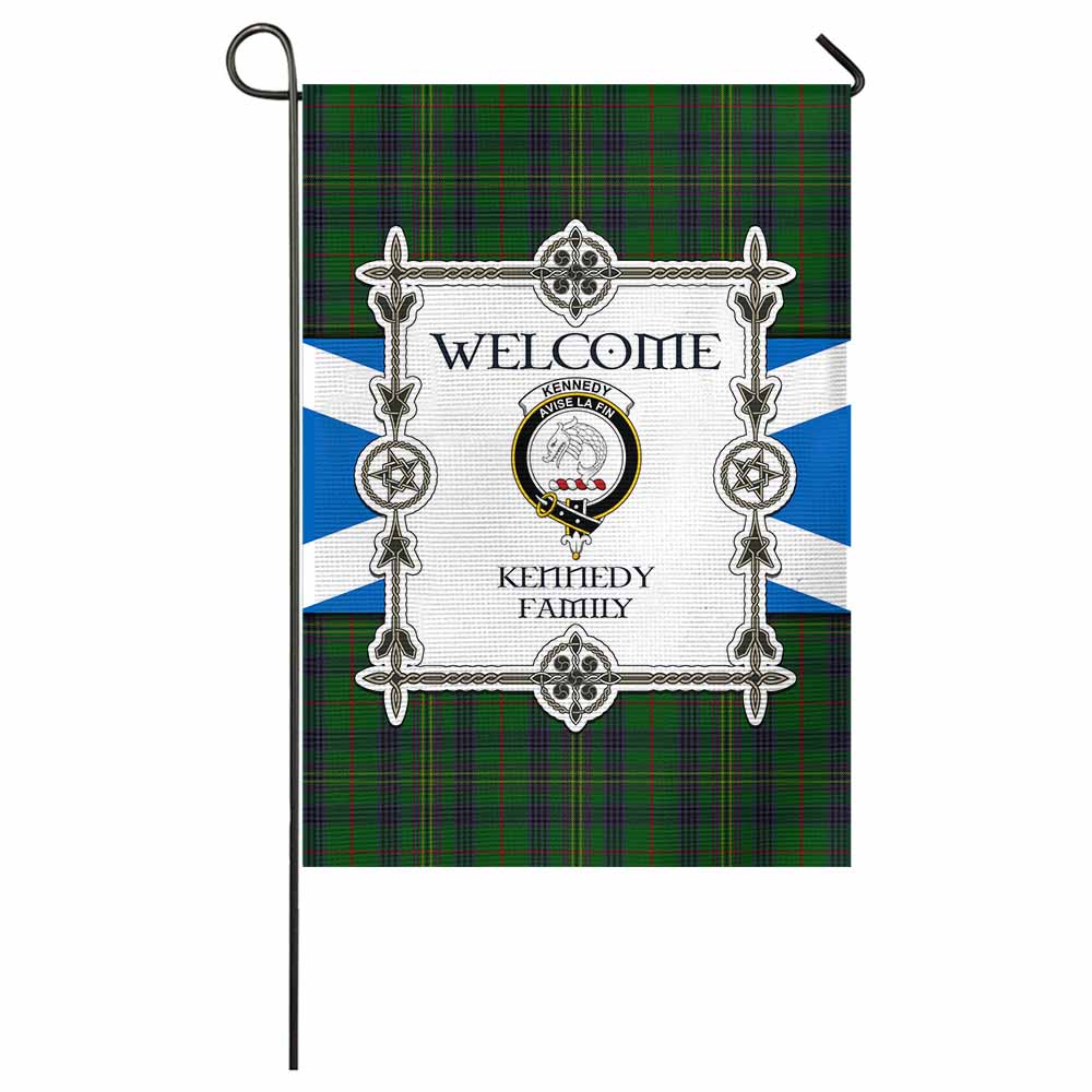 Kennedy Family Crest Tartan Welcome Garden Flag Saltire Harmony Style - Tartan Vibes Clothing