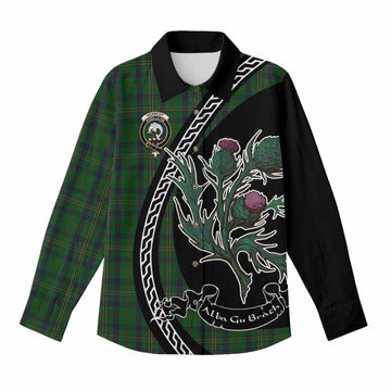 Kennedy Family Crest Tartan Women Casual Shirt Alba Thistle Inspired - Tartan Vibes Clothing