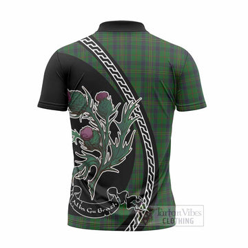 Kennedy Family Crest Tartan Zipper Polo Shirt Alba Thistle Inspired