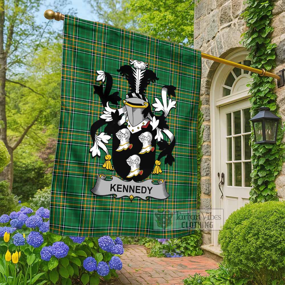 Kennedy Irish Clan Tartan Flag with Coat of Arms