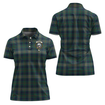 Kennedy Modern Tartan Polo Shirt with Family Crest For Women