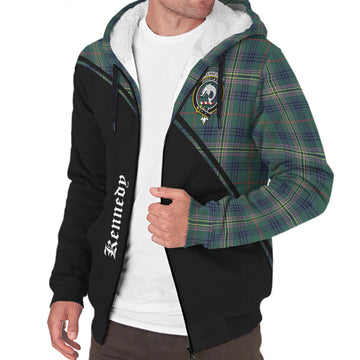 Kennedy Modern Tartan Sherpa Hoodie with Family Crest Curve Style