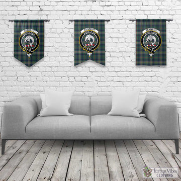 Kennedy Modern Tartan Gonfalon, Tartan Banner with Family Crest