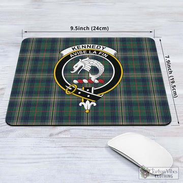 Kennedy Modern Tartan Mouse Pad with Family Crest