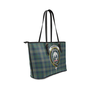 Kennedy Modern Tartan Leather Tote Bag with Family Crest