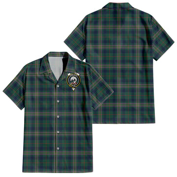 Kennedy Modern Tartan Short Sleeve Button Down Shirt with Family Crest