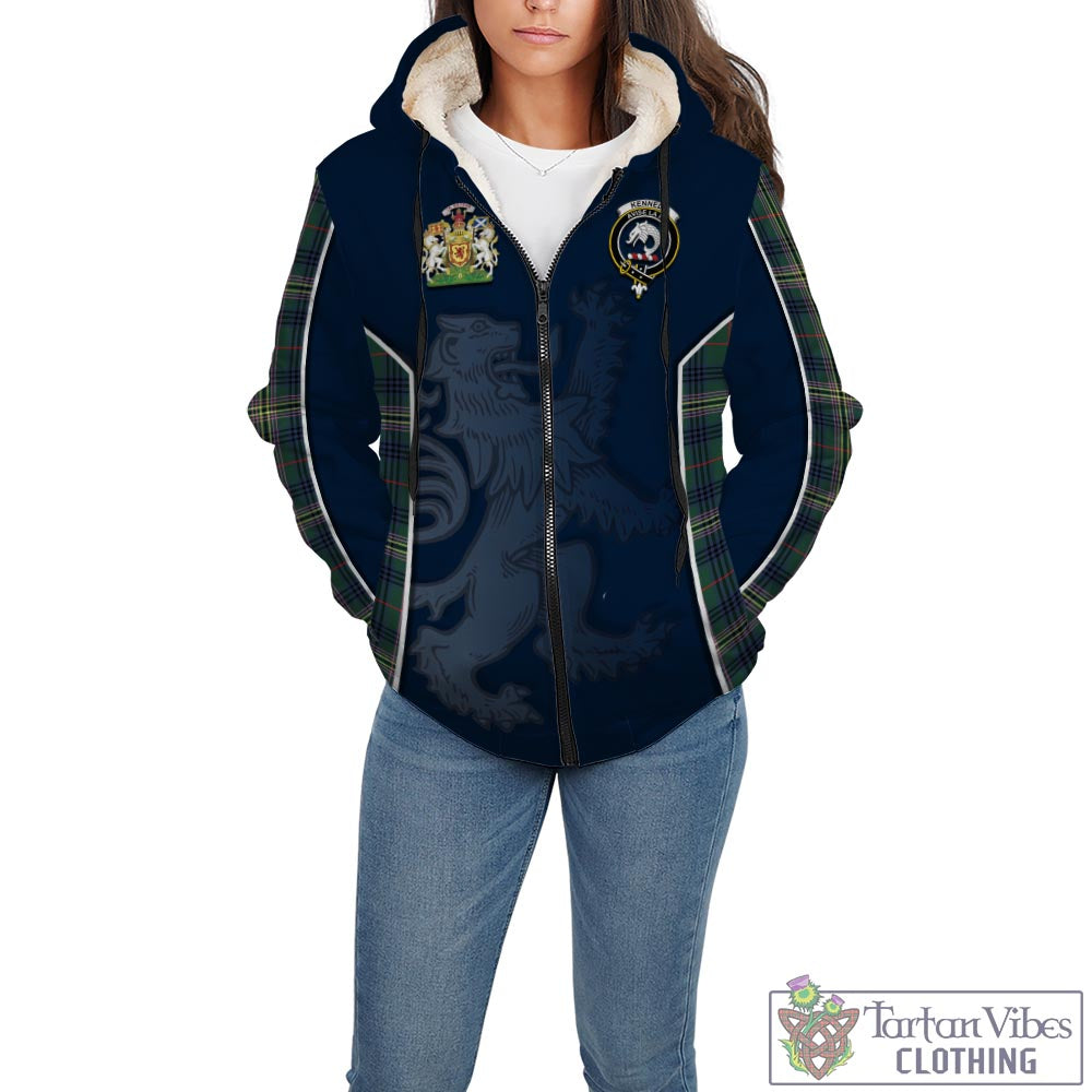 Tartan Vibes Clothing Kennedy Modern Tartan Sherpa Hoodie with Family Crest and Lion Rampant Vibes Sport Style