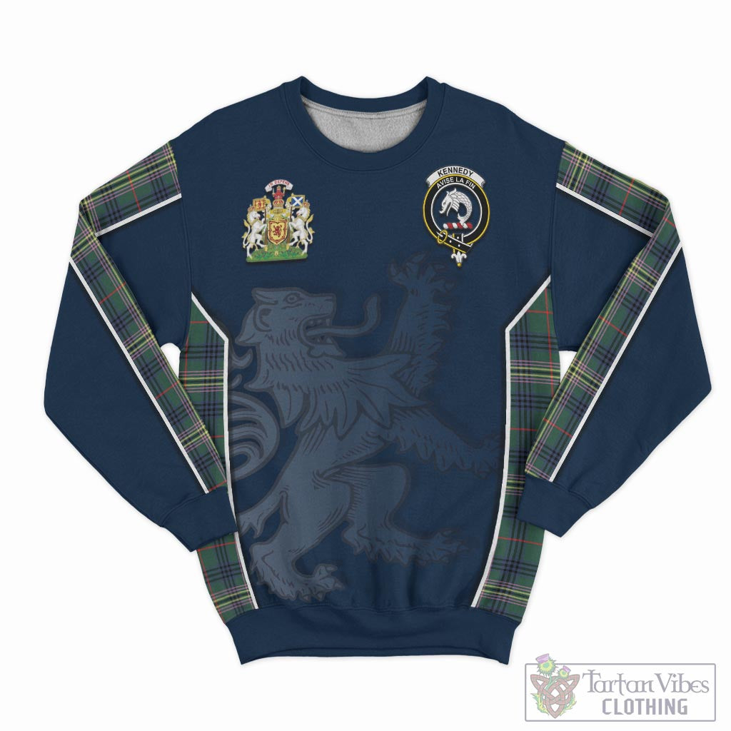 Tartan Vibes Clothing Kennedy Modern Tartan Sweater with Family Crest and Lion Rampant Vibes Sport Style