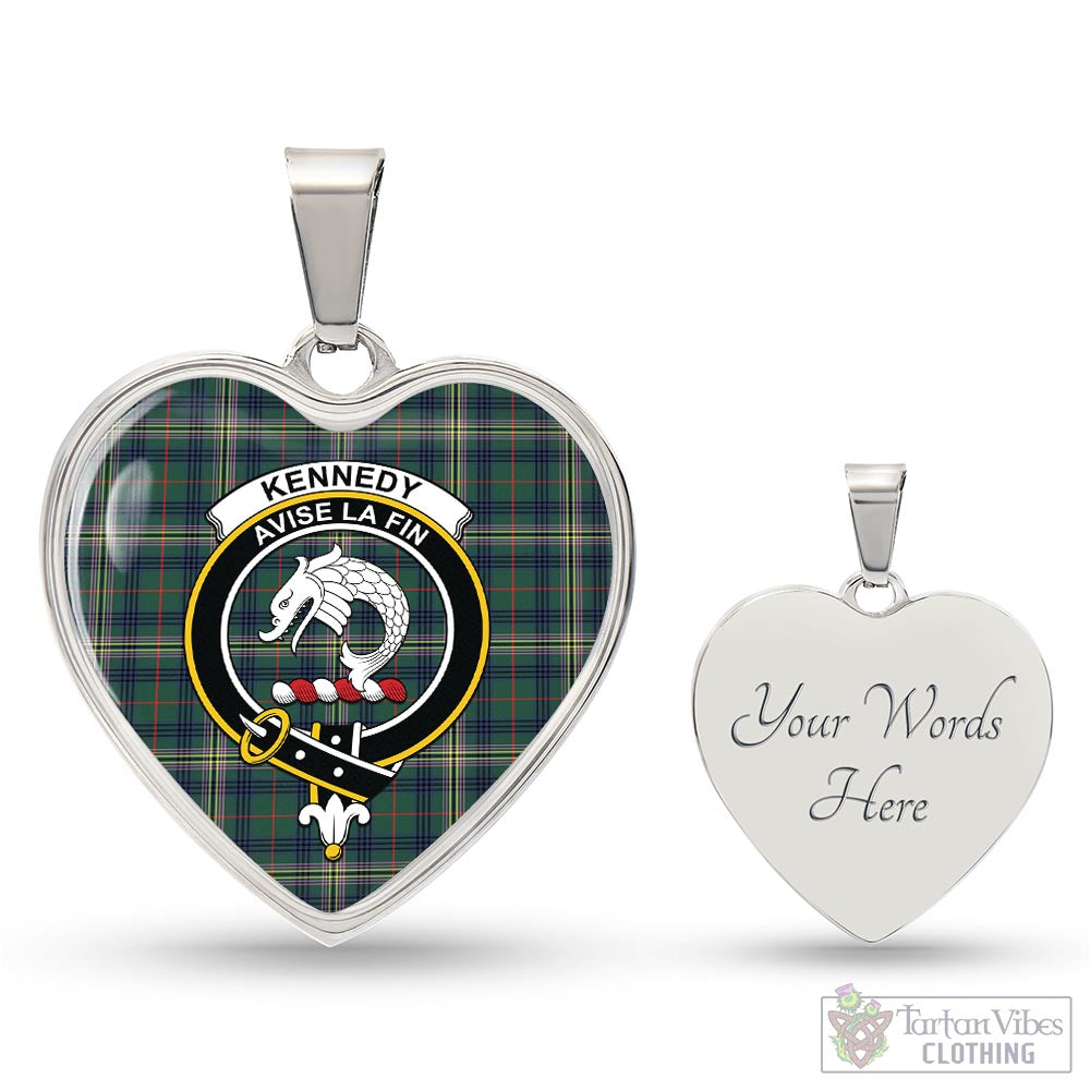 Tartan Vibes Clothing Kennedy Modern Tartan Heart Necklace with Family Crest