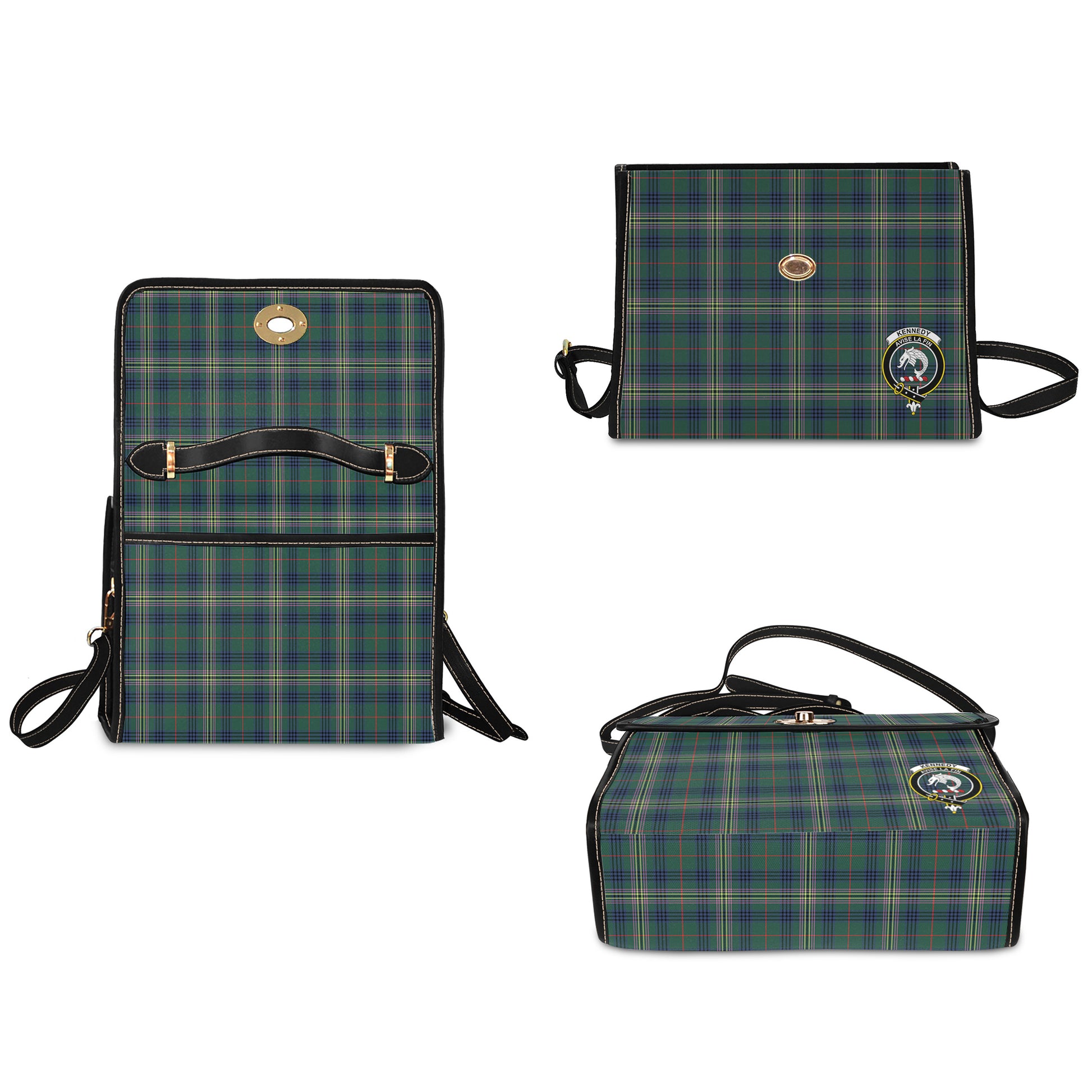 kennedy-modern-tartan-leather-strap-waterproof-canvas-bag-with-family-crest