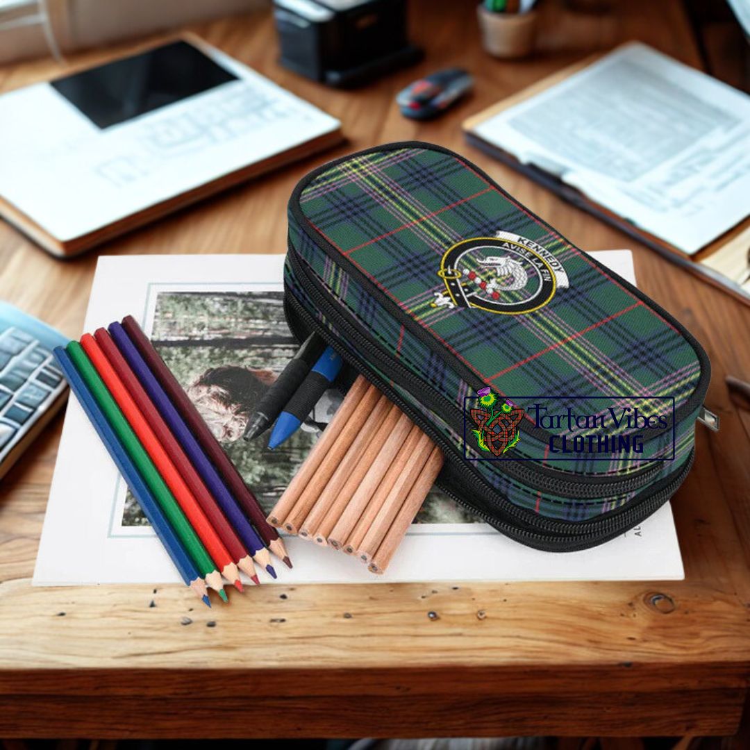Kennedy Modern Tartan Pen and Pencil Case with Family Crest