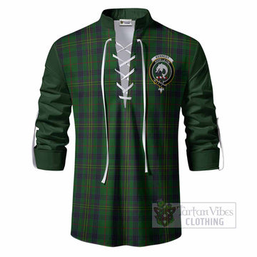 Kennedy Tartan Accent Ghillie Shirt with Family Crest