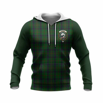 Kennedy Tartan Accent Knitted Hoodie with Family Crest