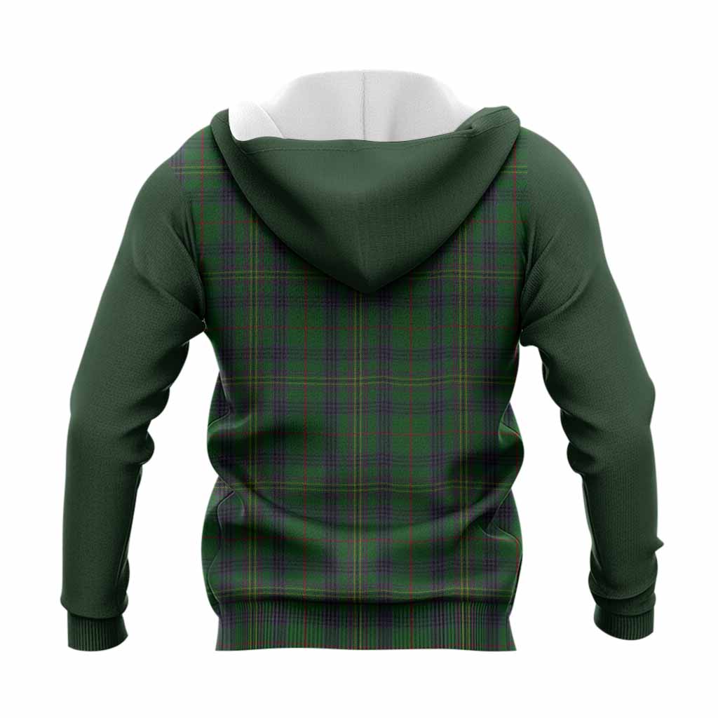 Kennedy Tartan Accent Knitted Hoodie with Family Crest