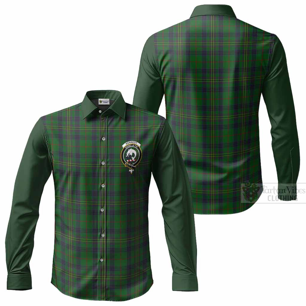 Kennedy Tartan Accent Long Sleeve Button Shirts with Family Crest