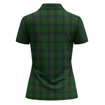 Kennedy Tartan Accent Women Polo Shirt with Family Crest