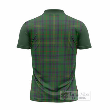 Kennedy Tartan Accent Zipper Polo Shirt with Family Crest