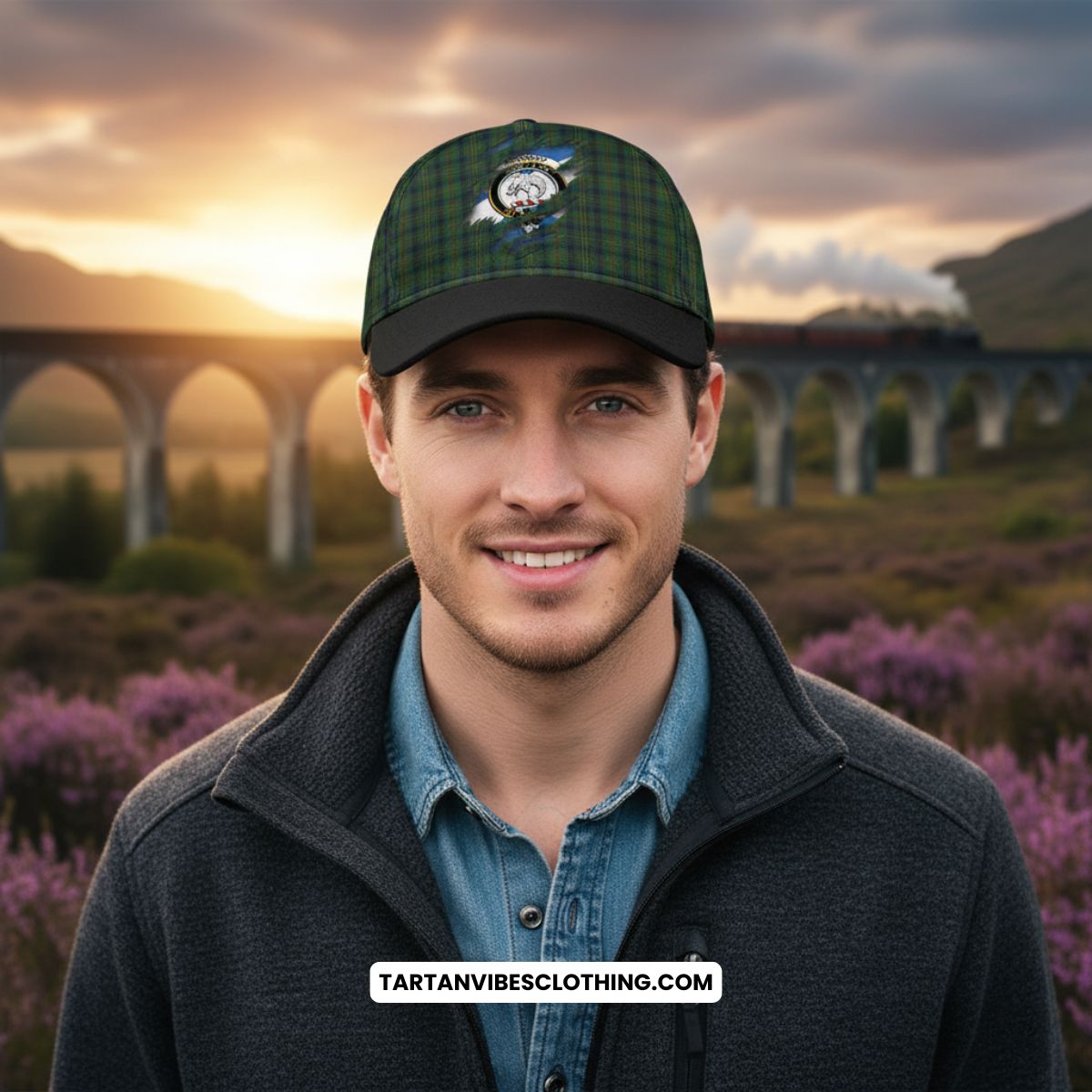 Kennedy Tartan Classic Cap with Family Crest In Me Style