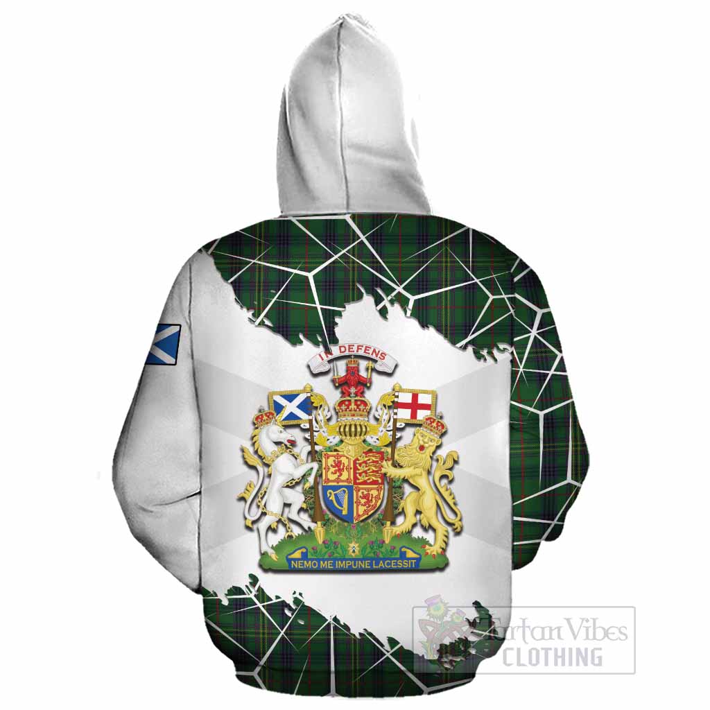 Kennedy Tartan Cotton Hoodie with Family Crest and Lion Rampant Grunge Style