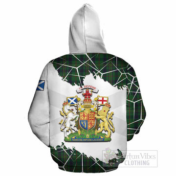 Kennedy Tartan Cotton Hoodie with Family Crest and Lion Rampant Grunge Style