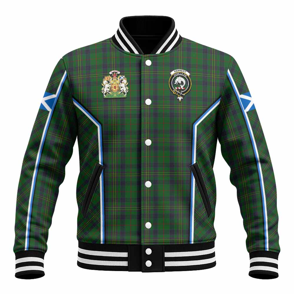 Kennedy Tartan Crest Baseball Jacket Scotland Coat of Arm Flag Style - Tartan Vibes Clothing