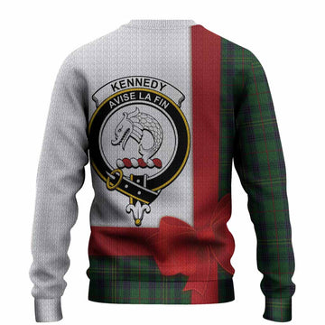 Kennedy Tartan Crest Christmas Christmas Ugly Sweater Highland Cow Bagpipes Coquette Bow Style