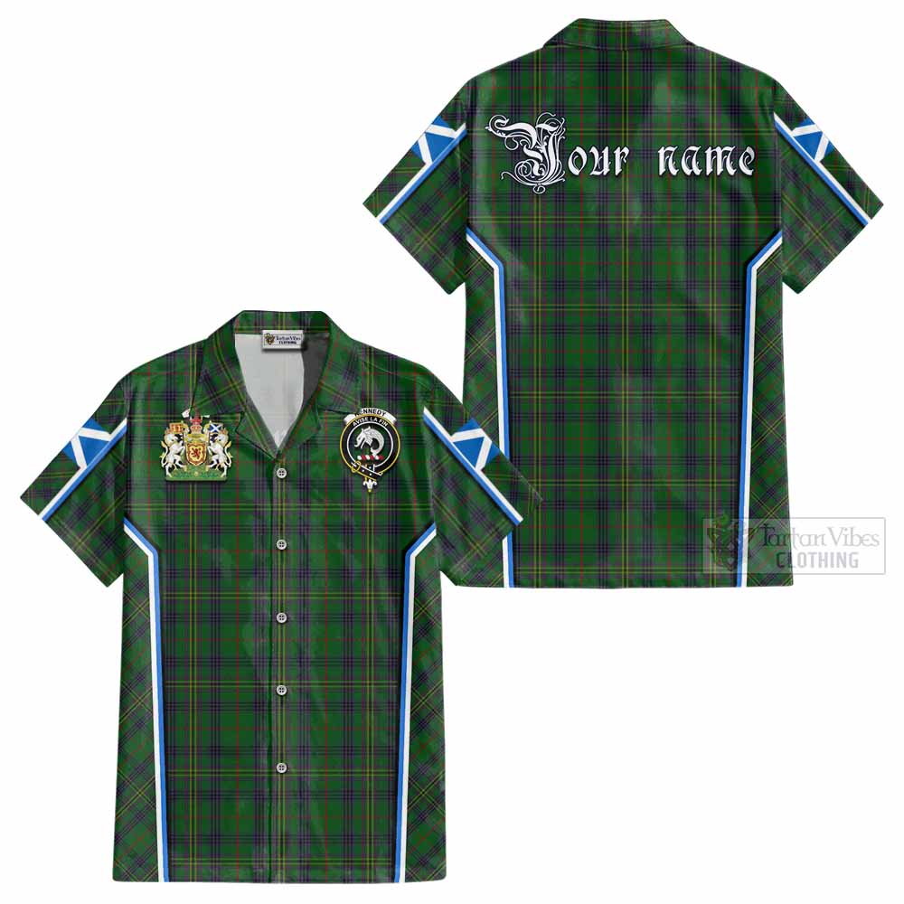 Kennedy Tartan Crest Cotton Hawaiian Shirt Scotland Coat of Arm Flag Style - Tartan Vibes Clothing