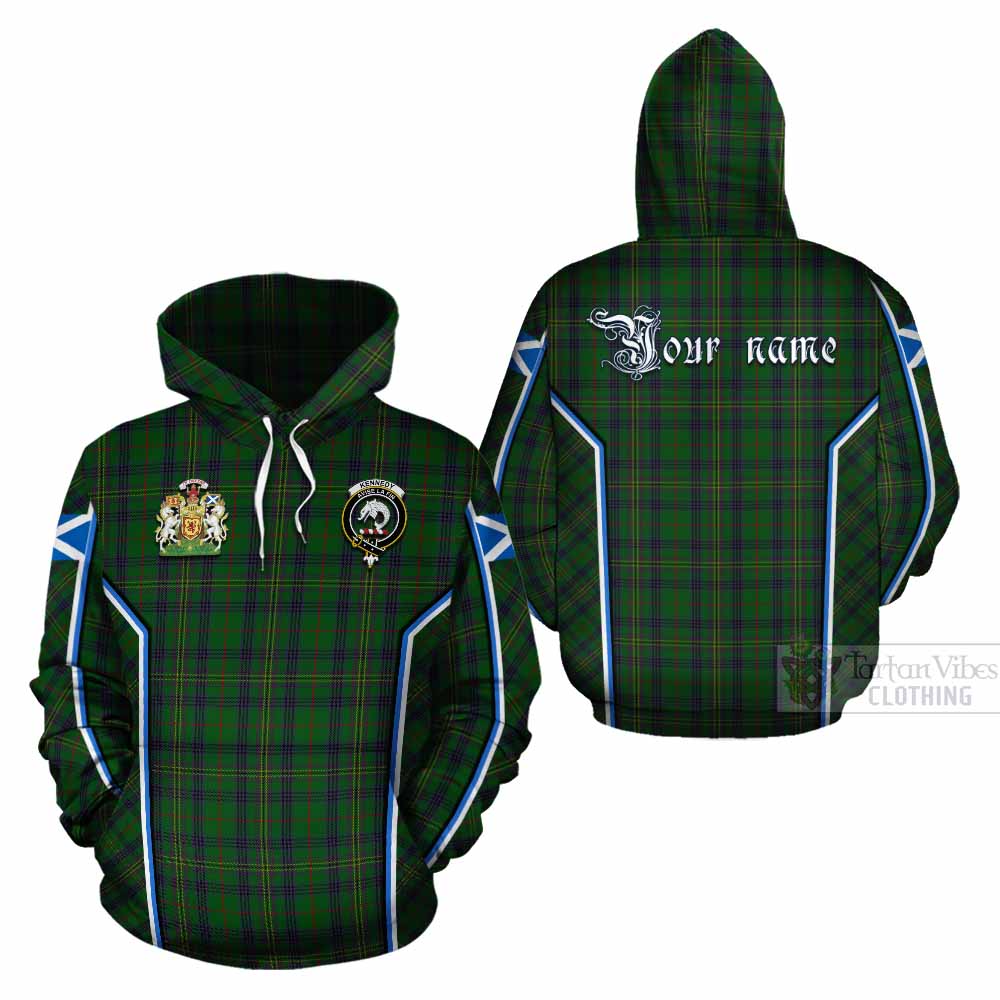 Kennedy Tartan Crest Cotton Hoodie Scotland Coat of Arm Flag Style - Tartan Vibes Clothing