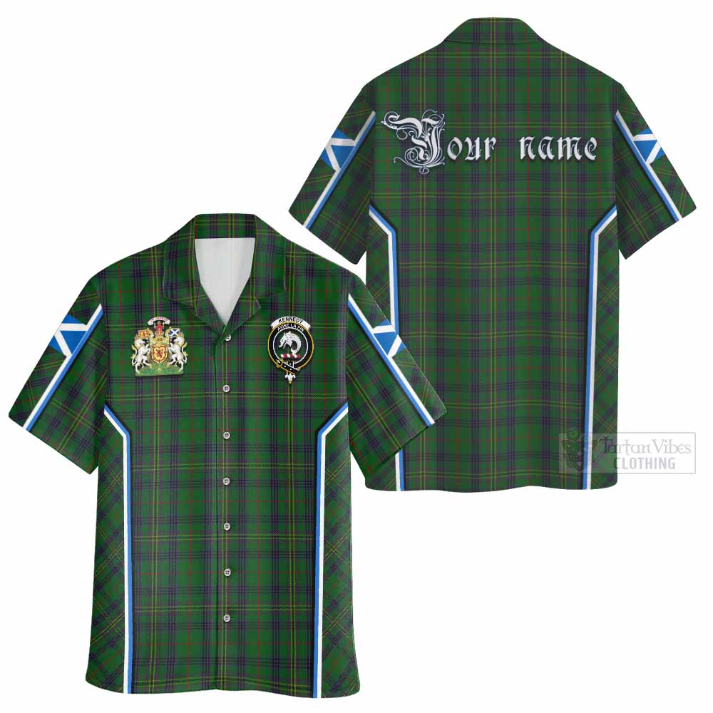 Kennedy Tartan Crest Hawaiian Shirt Scotland Coat of Arm Flag Style - Tartan Vibes Clothing