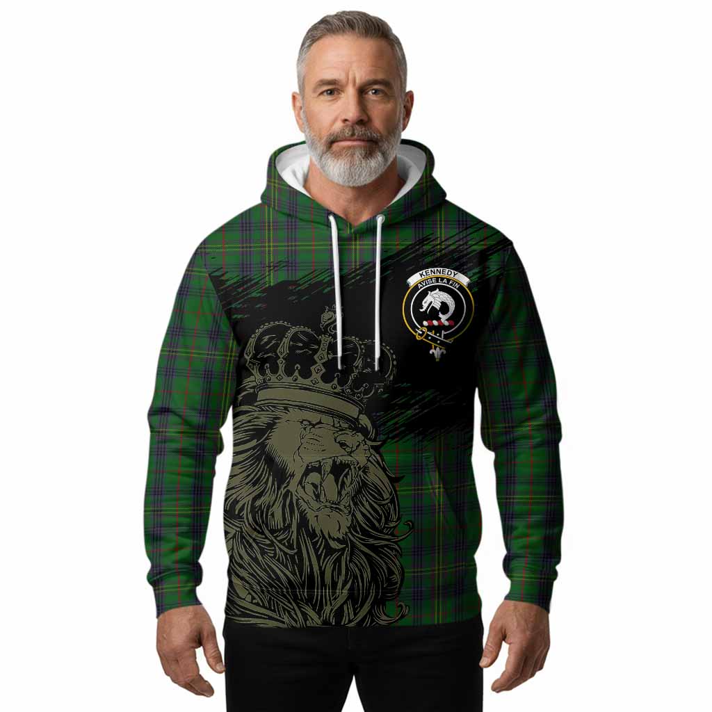 Kennedy Tartan Crest Hoodie Crowned Lion Heritage Style