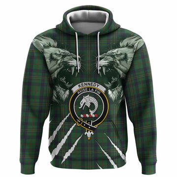 Kennedy Tartan Crest Hoodie Ferocious Lion Style