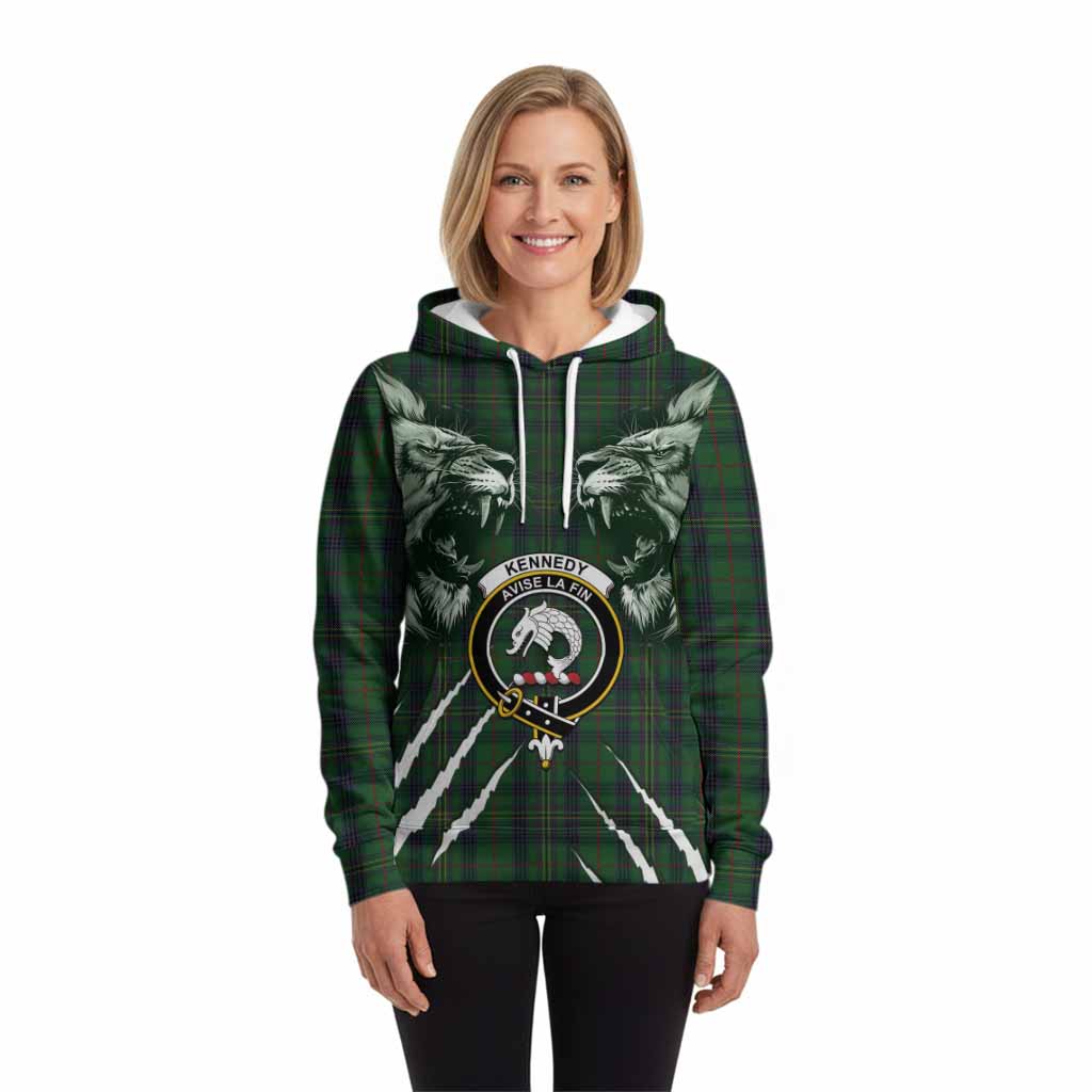 Kennedy Tartan Crest Hoodie Ferocious Lion Style
