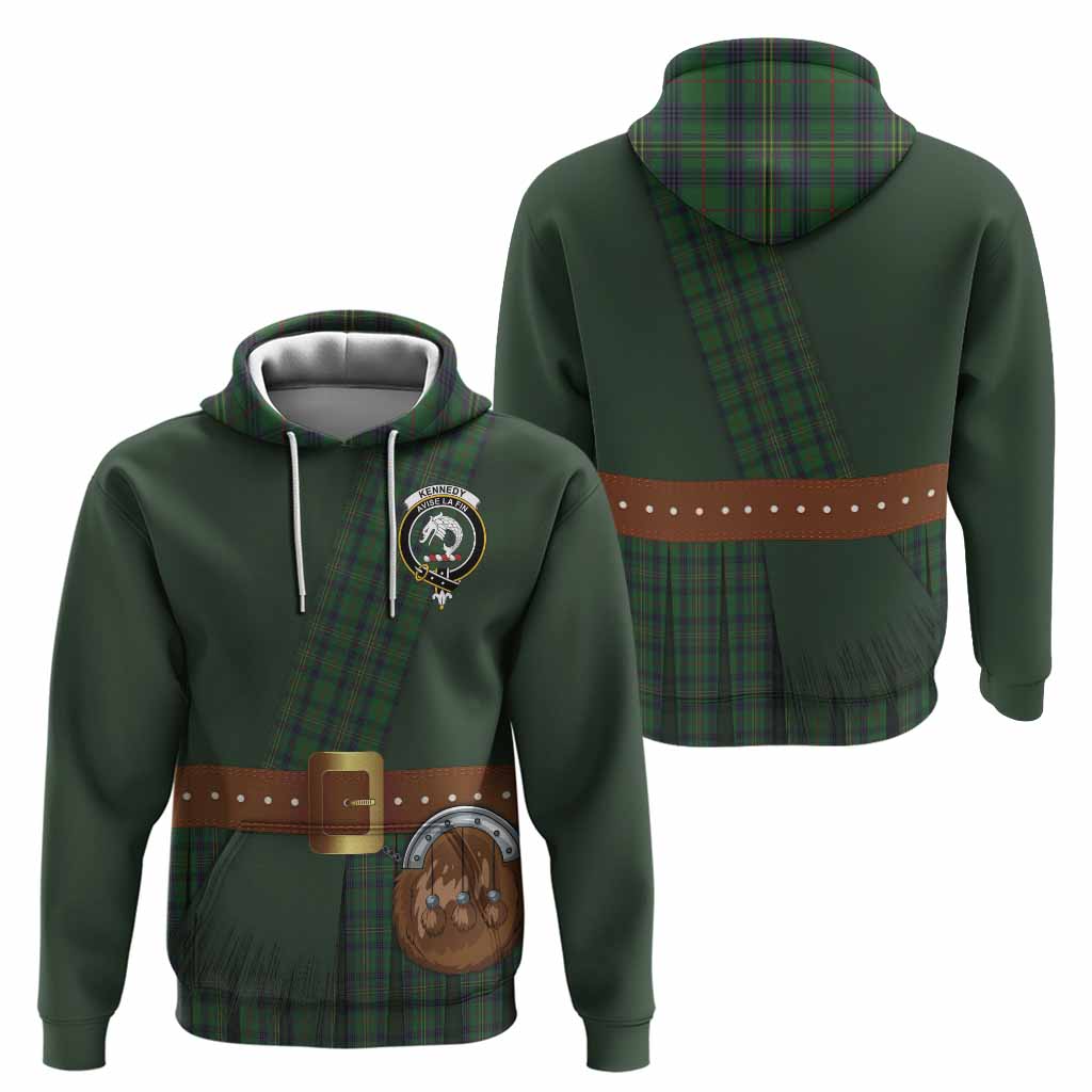 Kennedy Tartan Crest Hoodie Kilt Costume Style